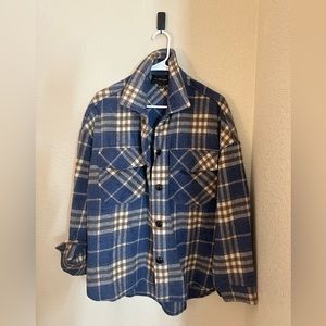 Timing wool shirt men’s size small 30%wool blue/brown/beige